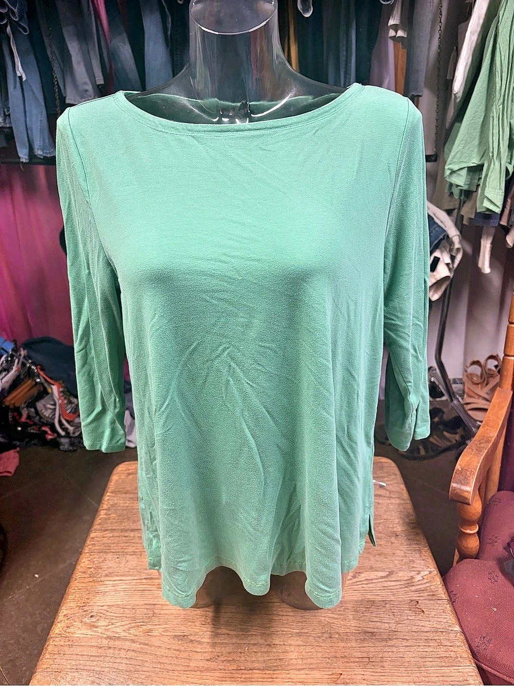 Eileen Fisher Long Sleeve Top in Green Size Large